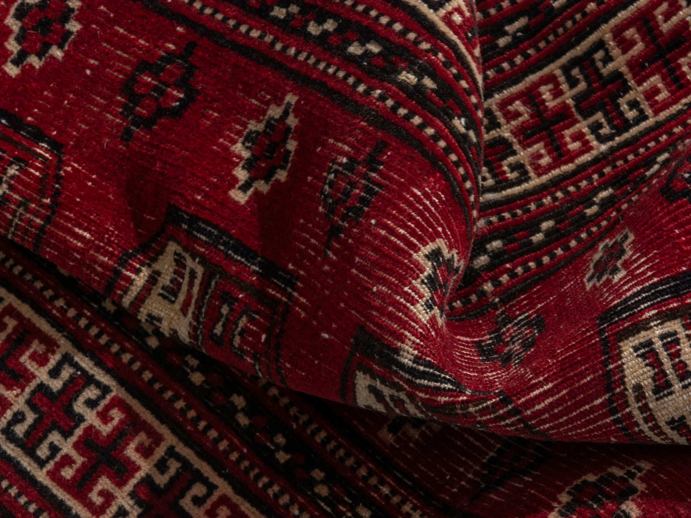 Persian Baluch accent rug in burgundy and ivory, view 16 of 18