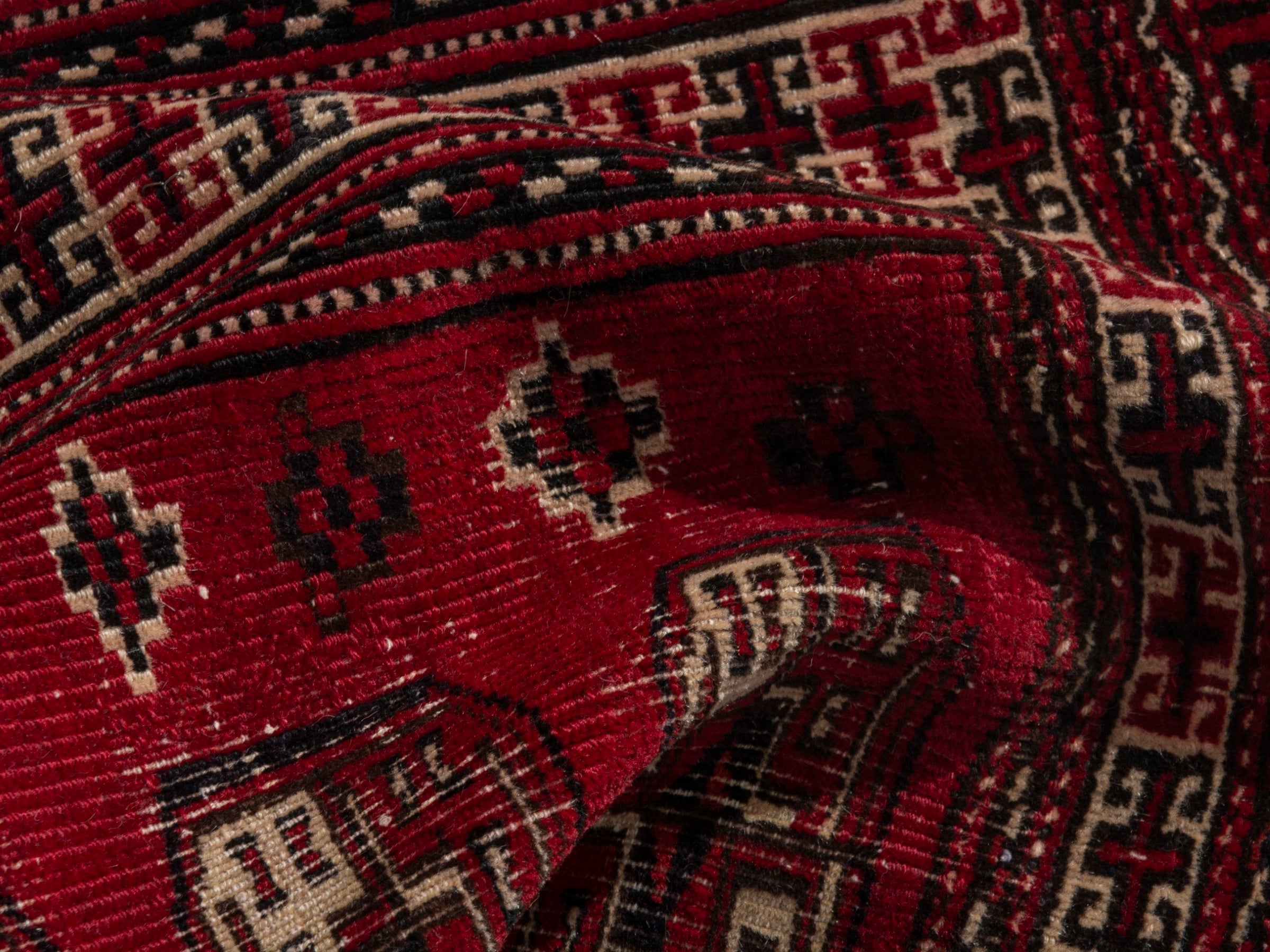Persian Baluch accent rug in burgundy and ivory, view 17 of 18