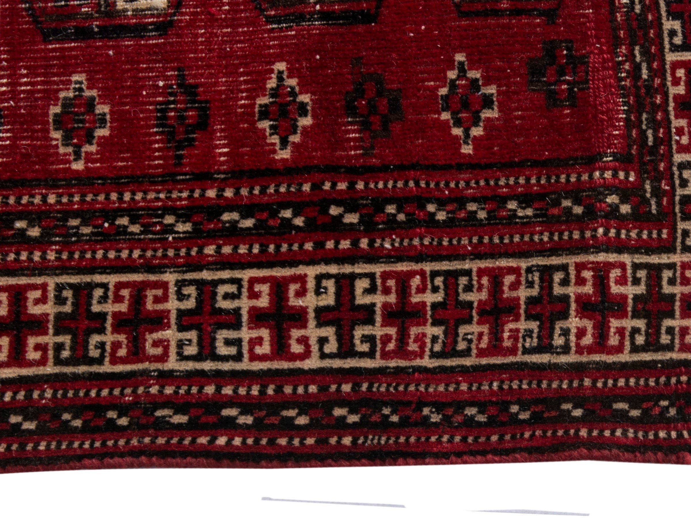 Persian Baluch accent rug in burgundy and ivory, view 10 of 18