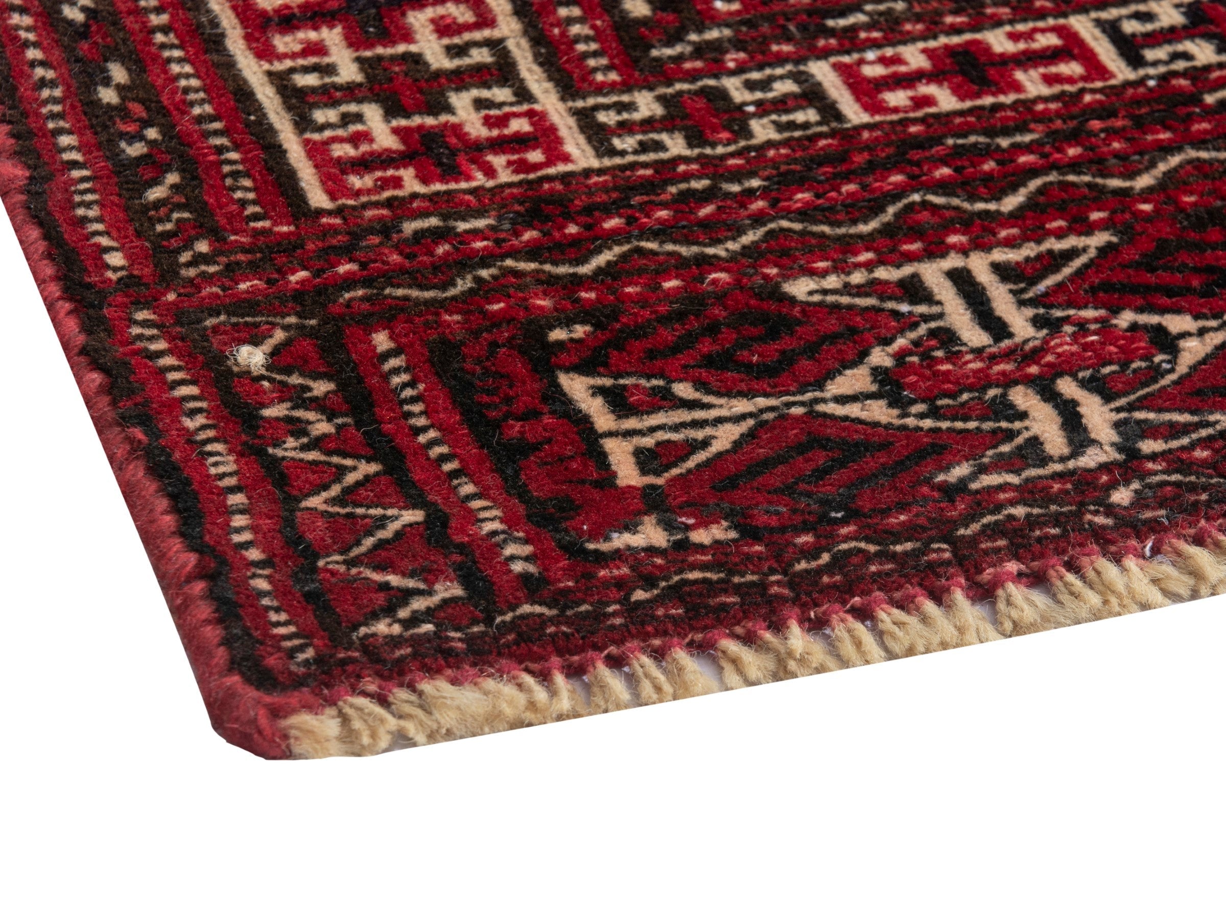 Persian Baluch accent rug in burgundy and ivory, view 5 of 18