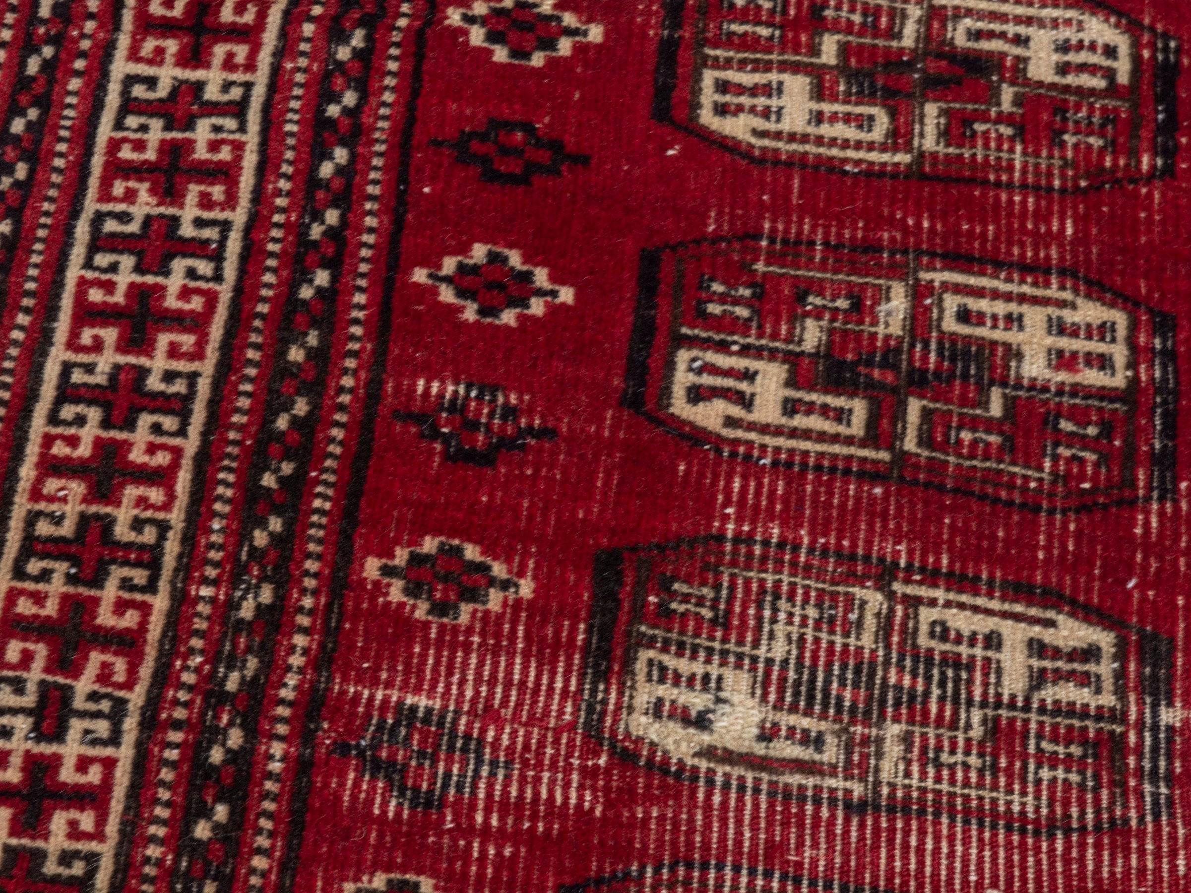 Persian Baluch accent rug in burgundy and ivory, view 9 of 18