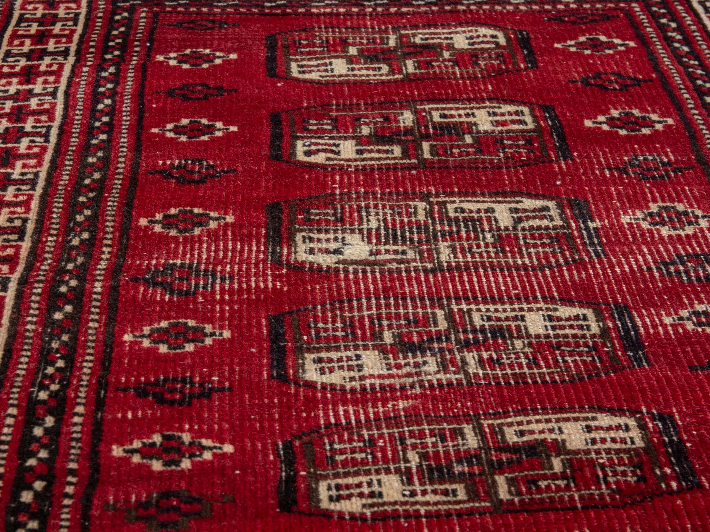 Persian Baluch accent rug in burgundy and ivory, view 7 of 18