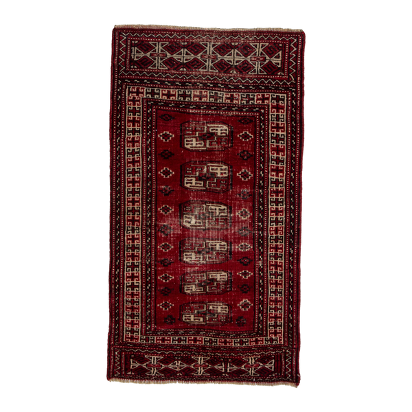 Persian Baluch accent rug in burgundy and ivory, 2'7" x 4'7"