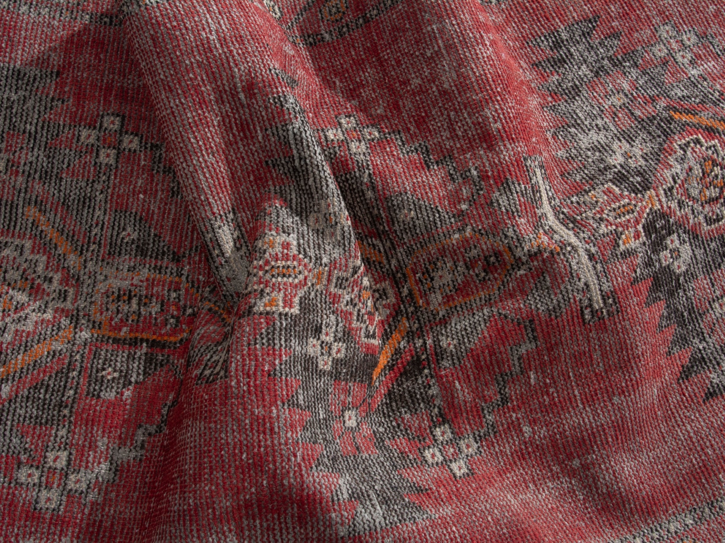 Persian Ferdos accent rug in faded red and sage, view 17 of 18