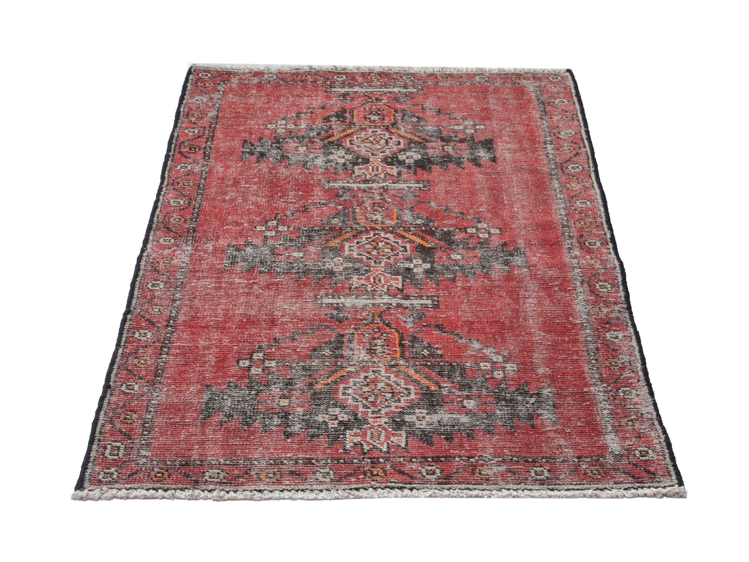 Persian Ferdos accent rug in faded red and sage, view 2 of 18