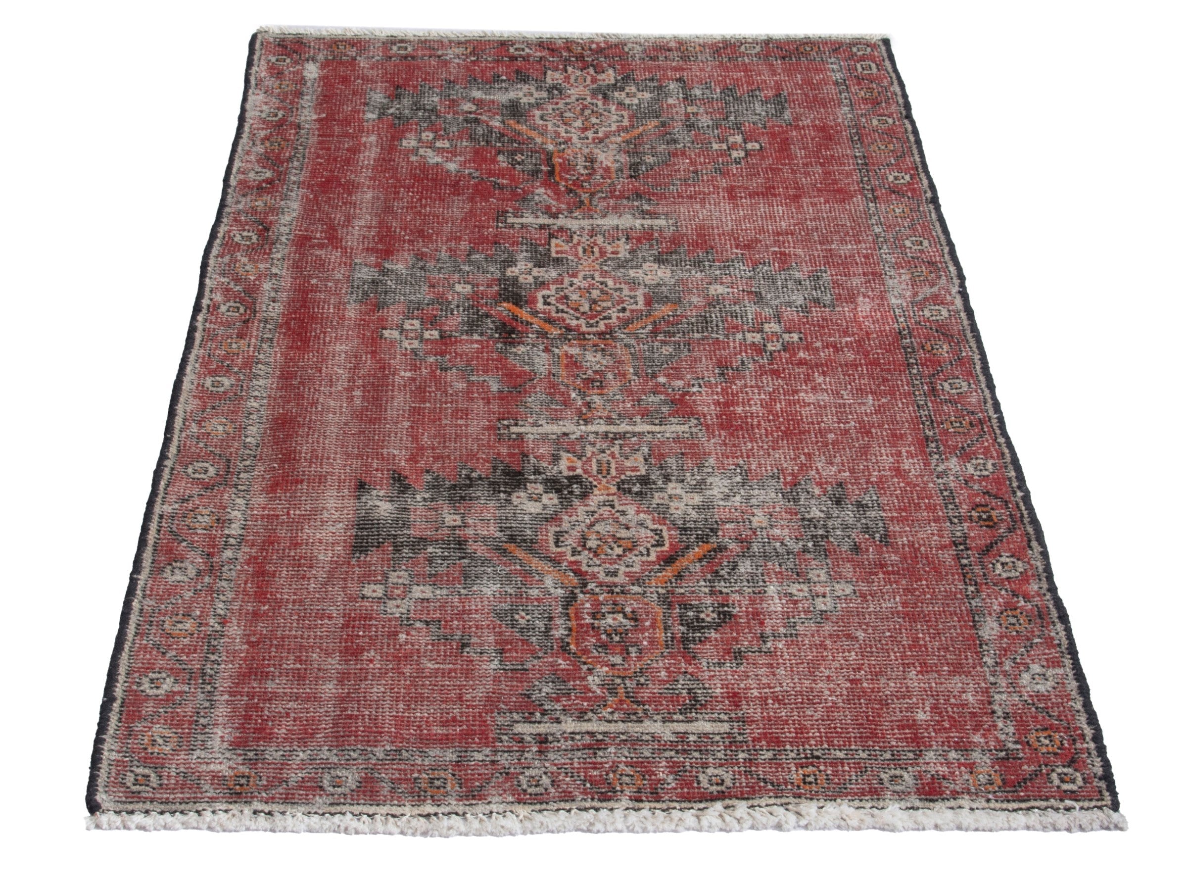 Persian Ferdos accent rug in faded red and sage, view 3 of 18