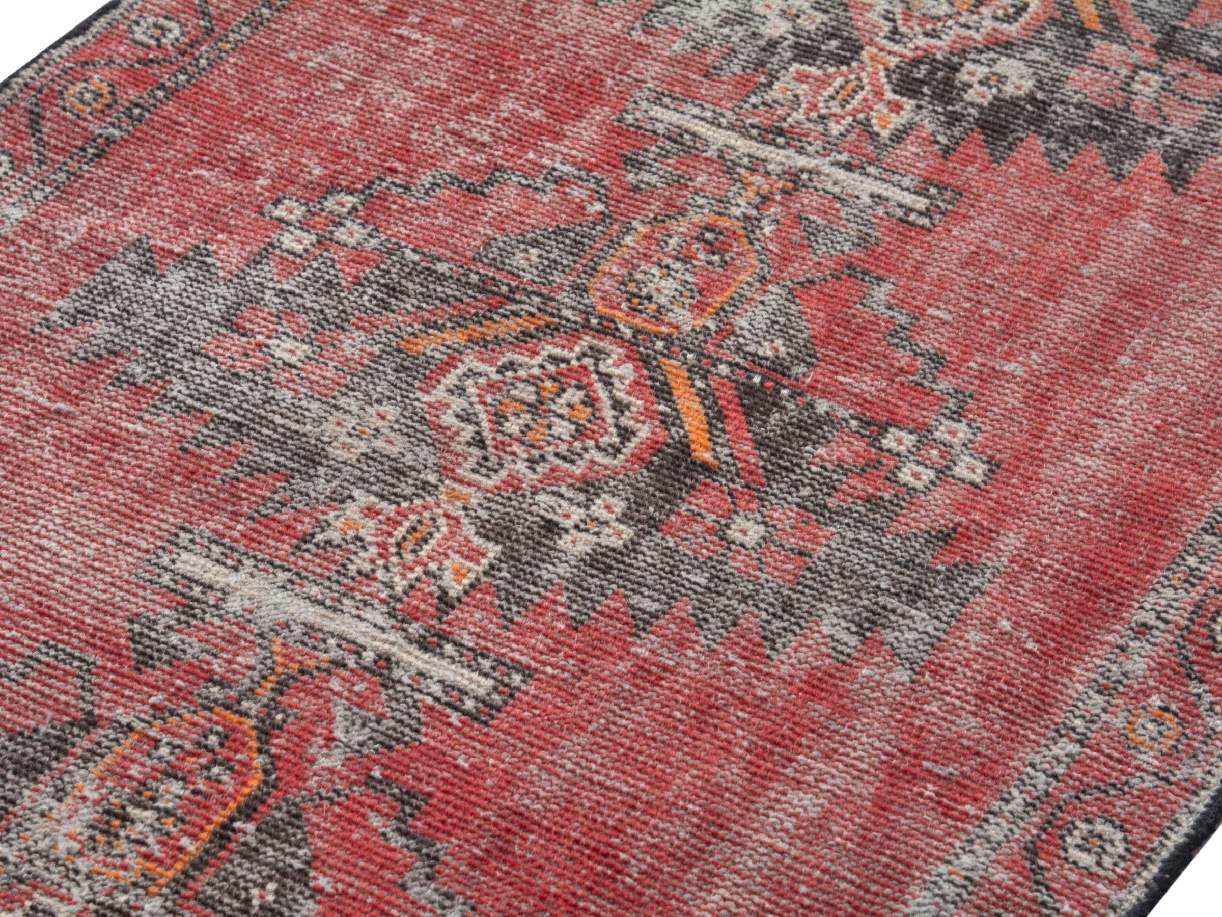 Persian Ferdos accent rug in faded red and sage, view 7 of 18