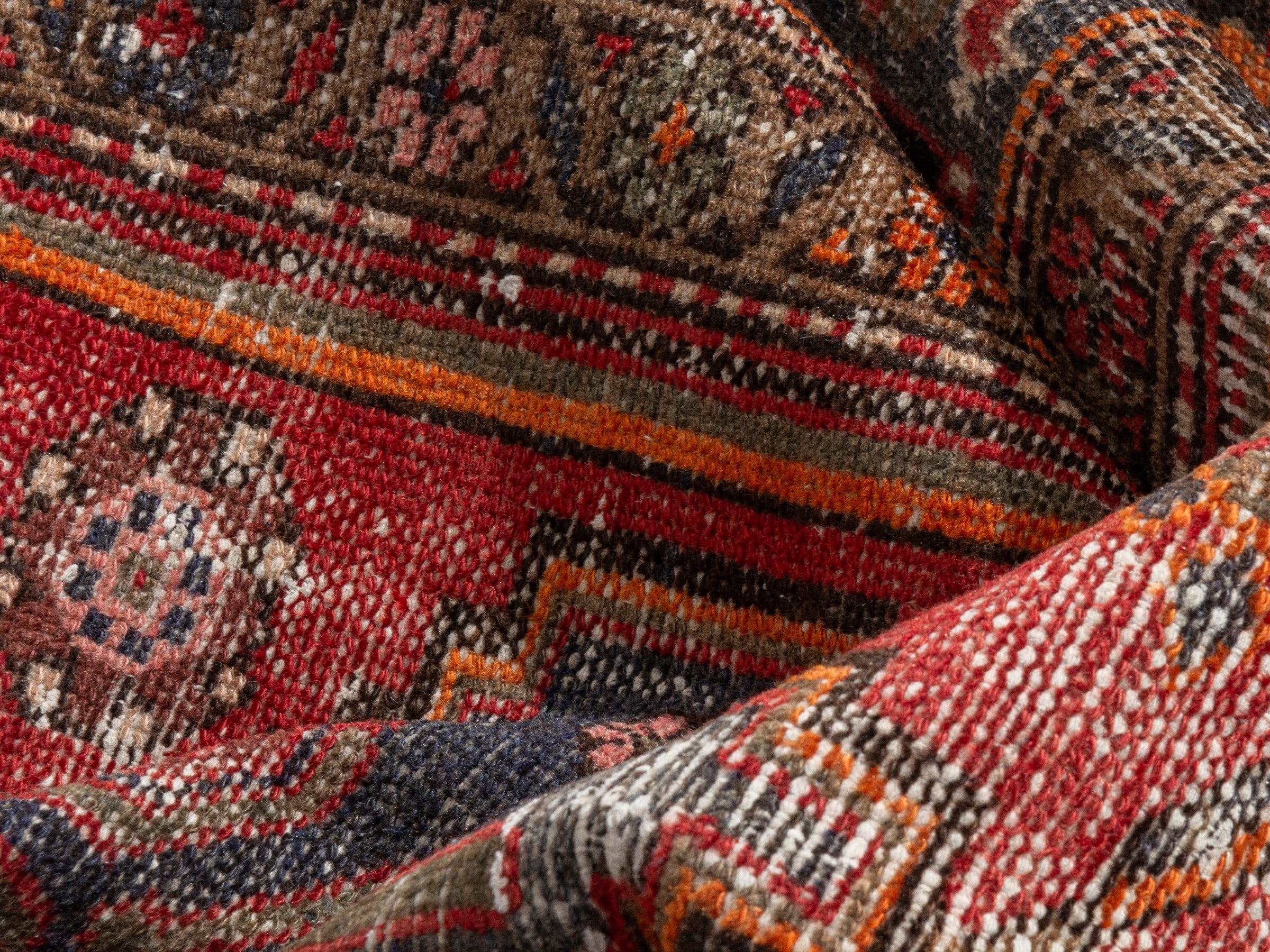 Persian Zanjan runner rug in deep red and dark blue, view 17 of 19