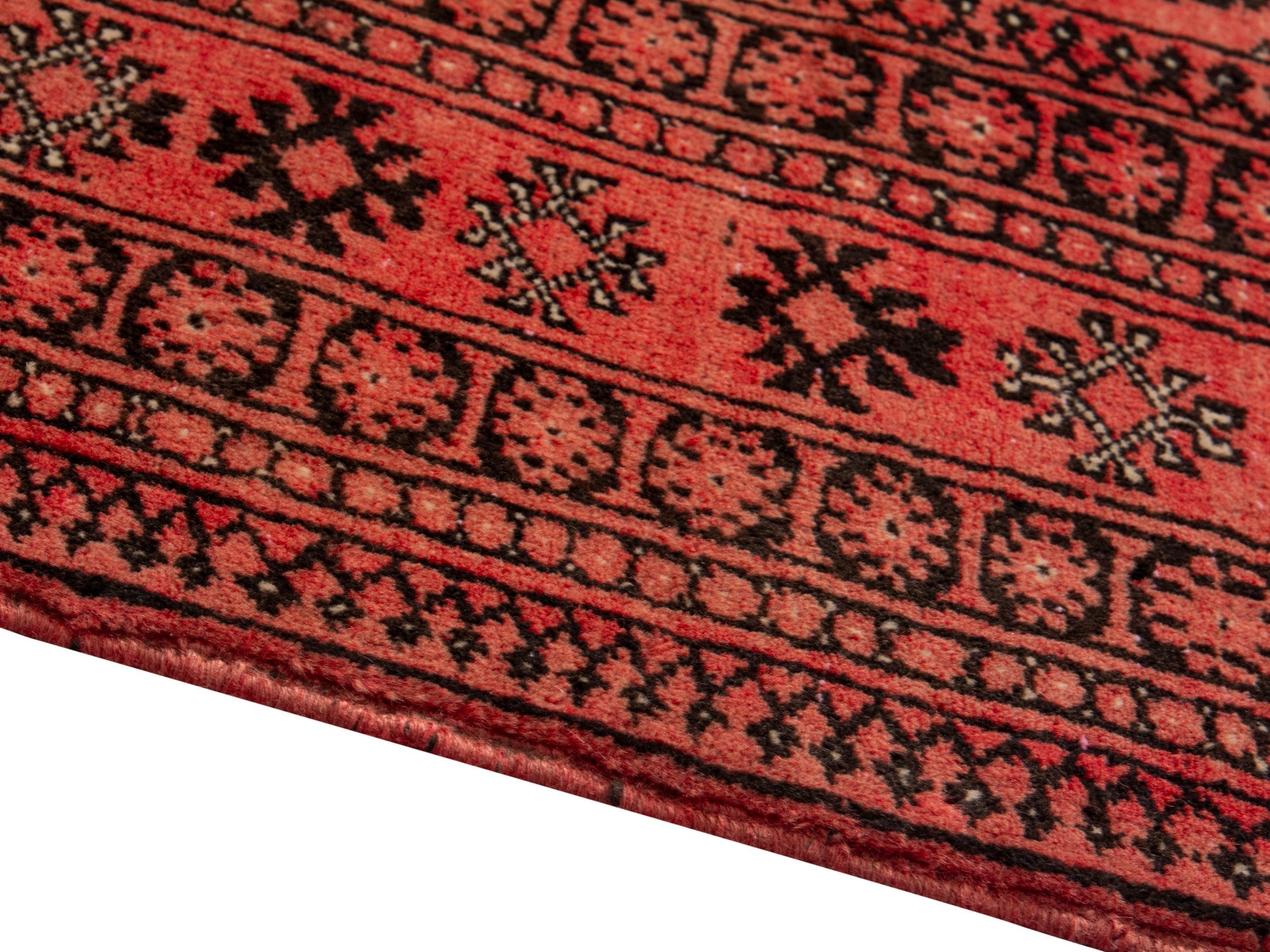 Persian Torkaman accent rug in deep red and rust, view 8 of 19