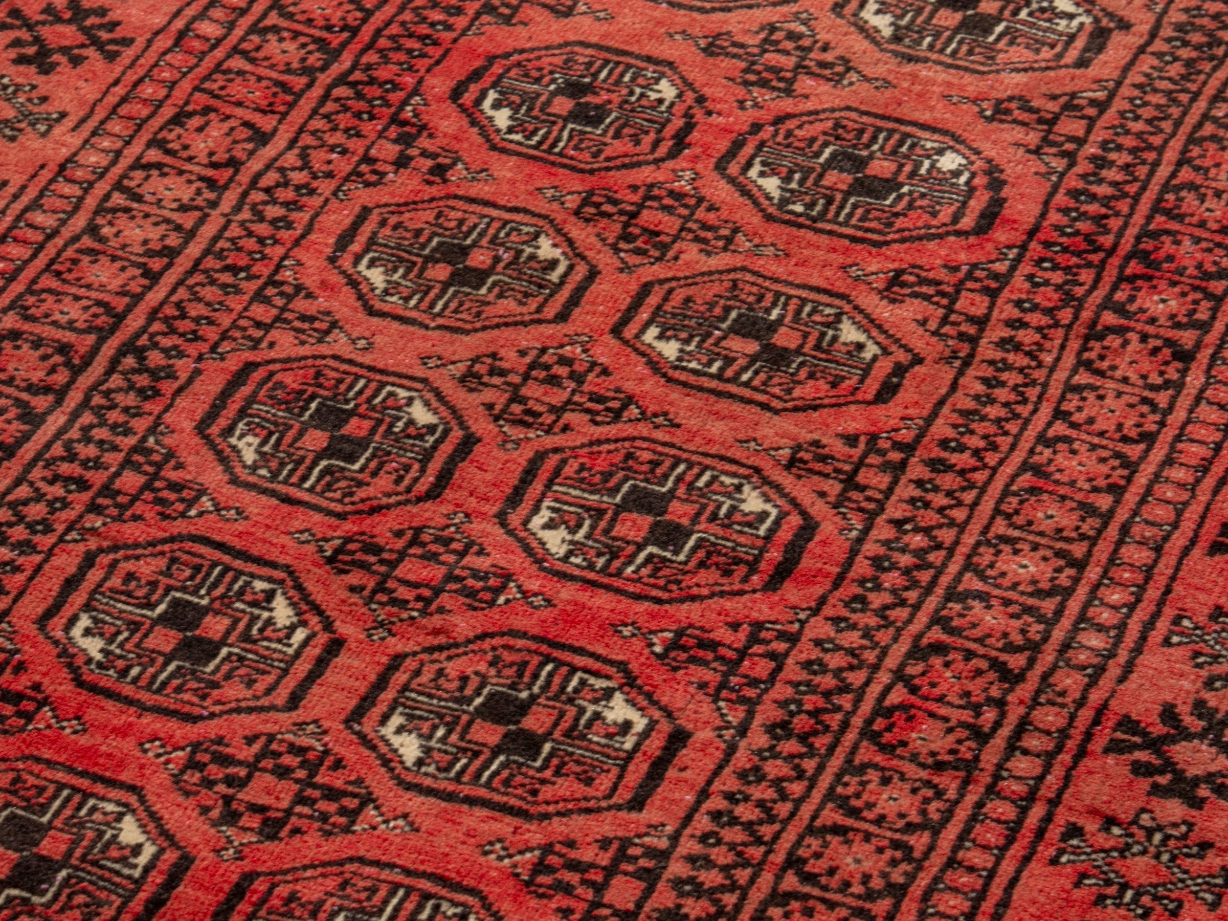 Persian Torkaman accent rug in deep red and rust, view 11 of 19