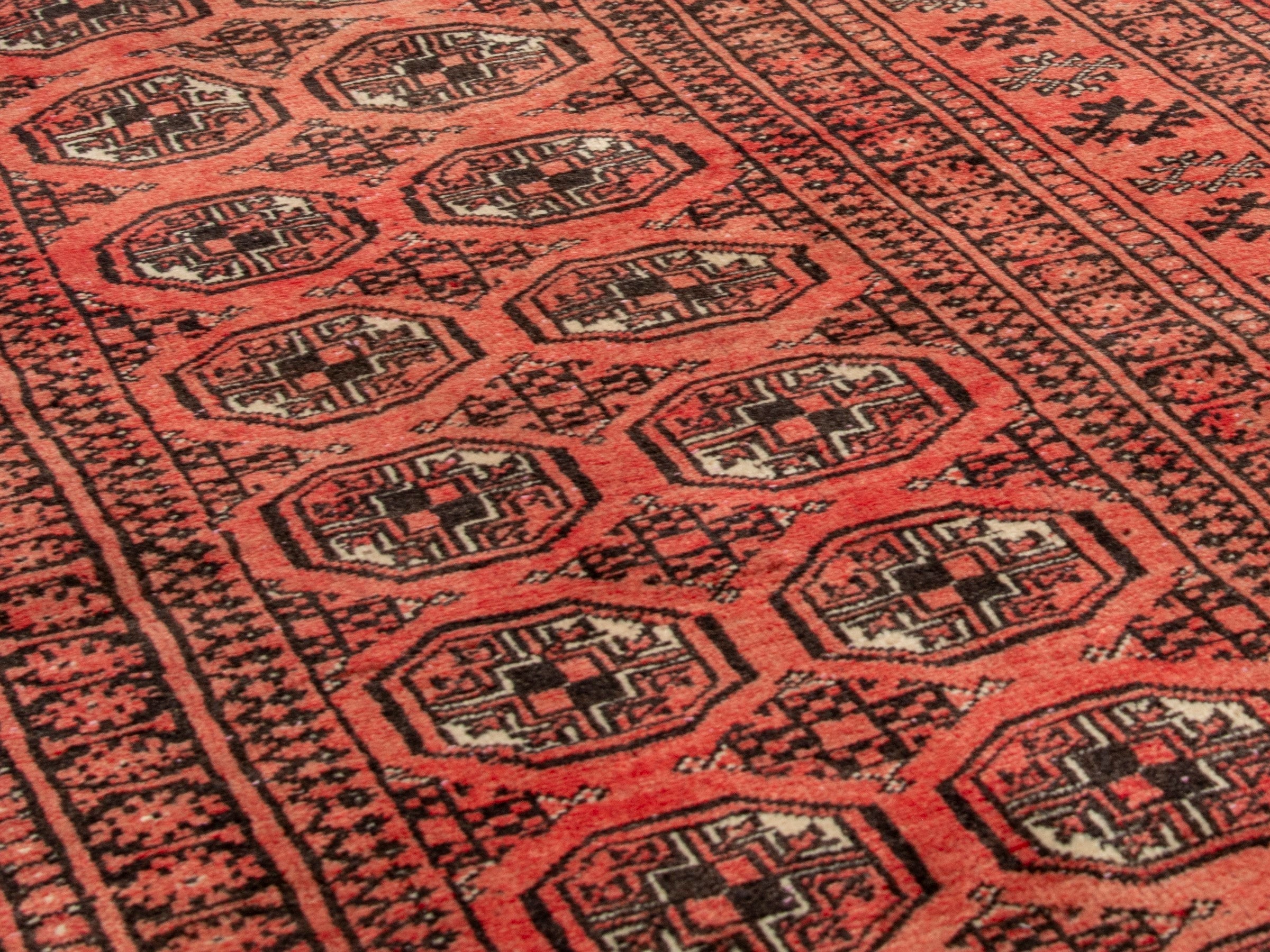 Persian Torkaman accent rug in deep red and rust, view 12 of 19