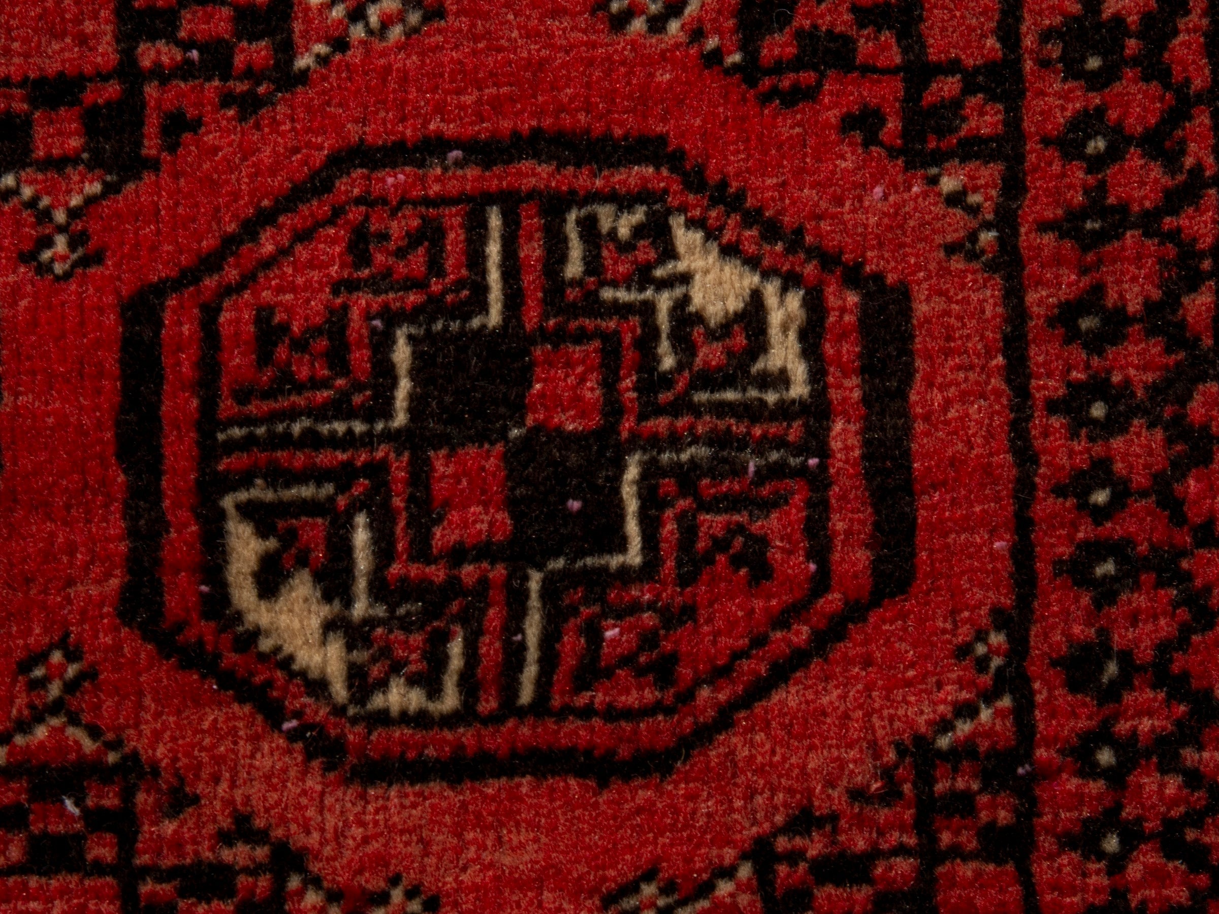Persian Torkaman accent rug in deep red and rust, view 15 of 19