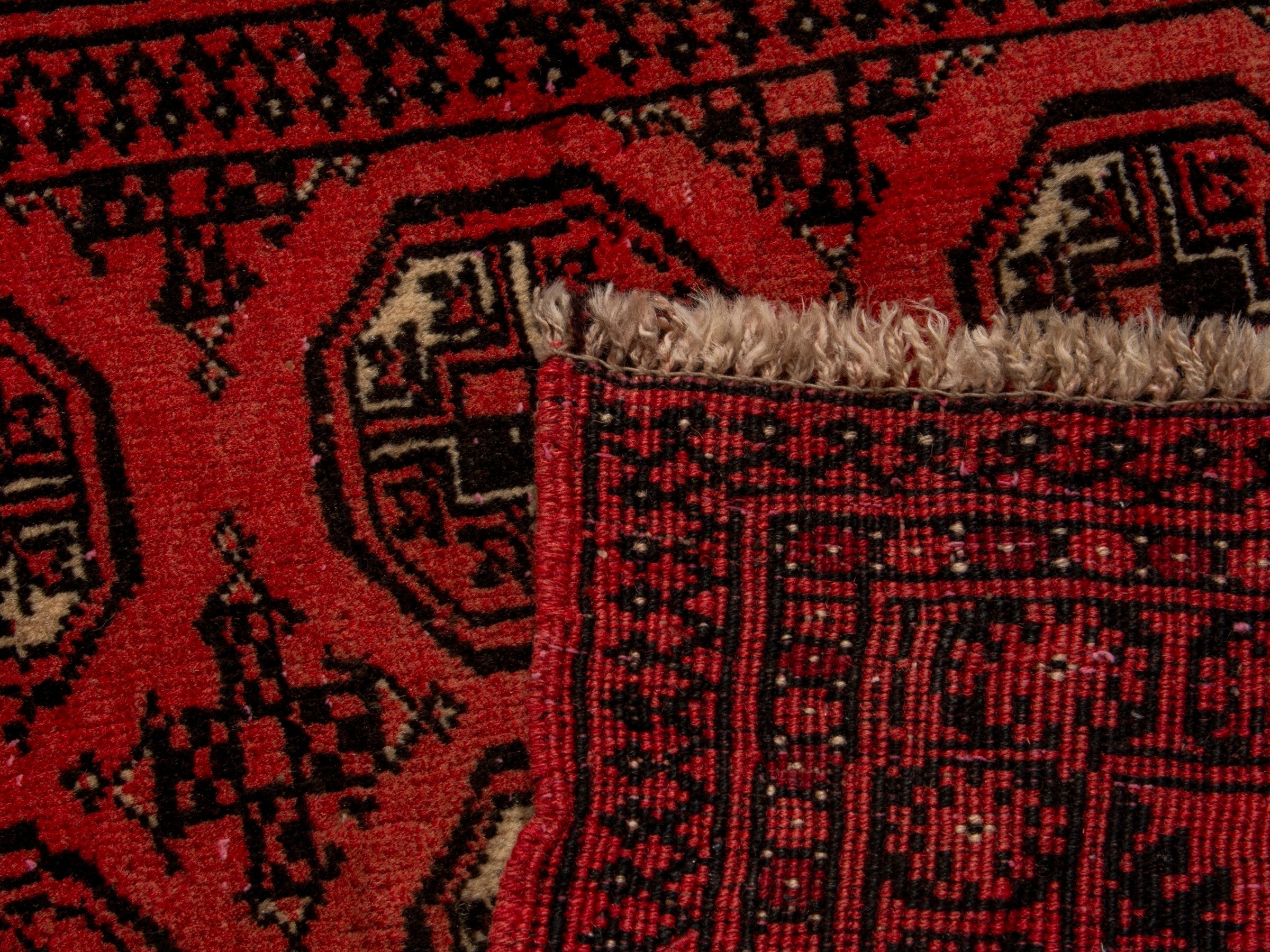 Persian Torkaman accent rug in deep red and rust, view 19 of 19