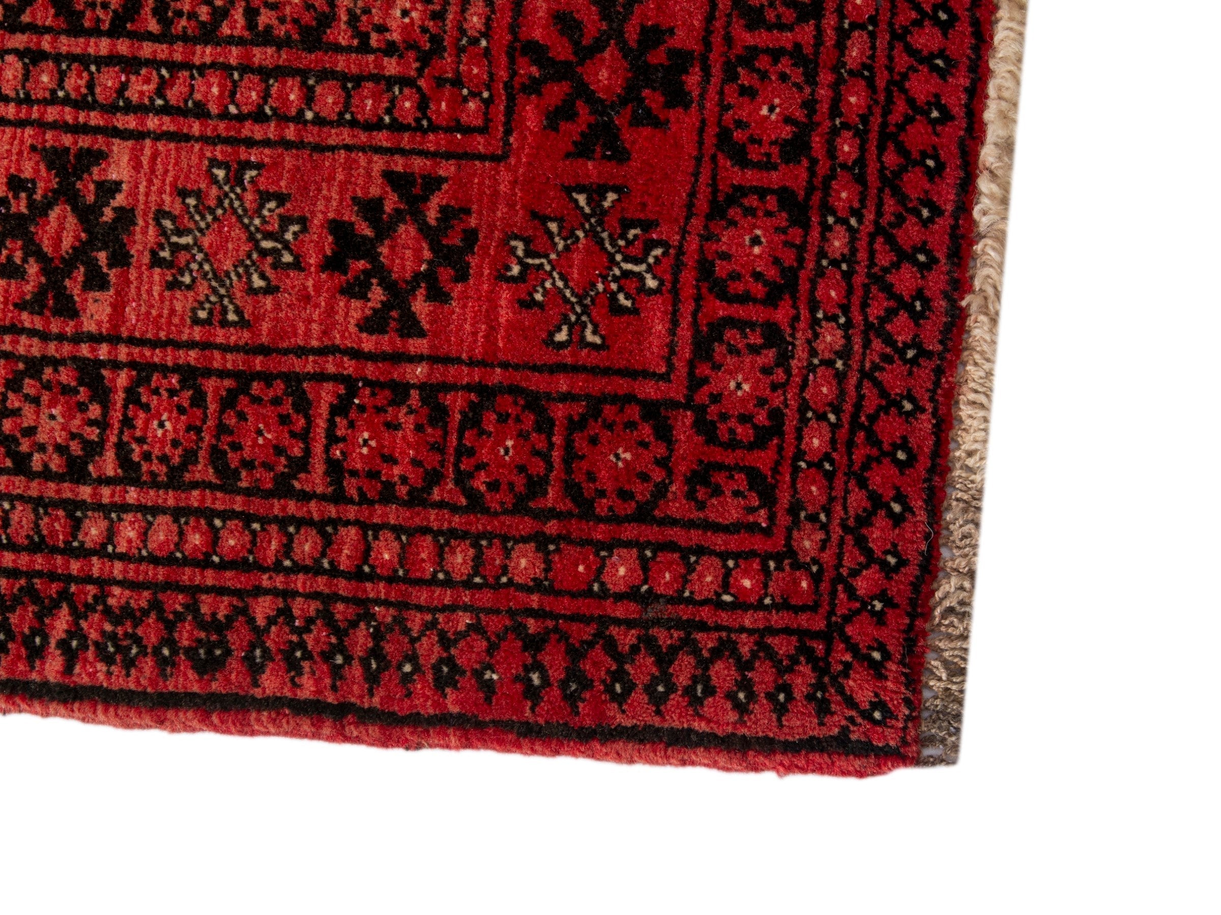 Persian Torkaman accent rug in deep red and rust, view 5 of 19