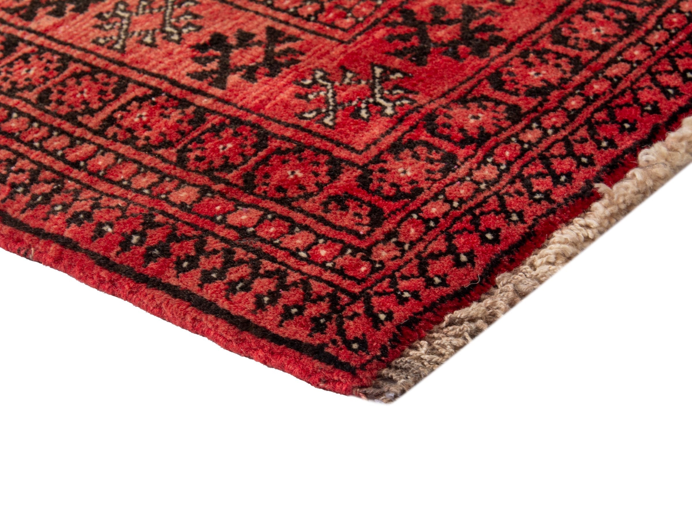 Persian Torkaman accent rug in deep red and rust, view 9 of 19