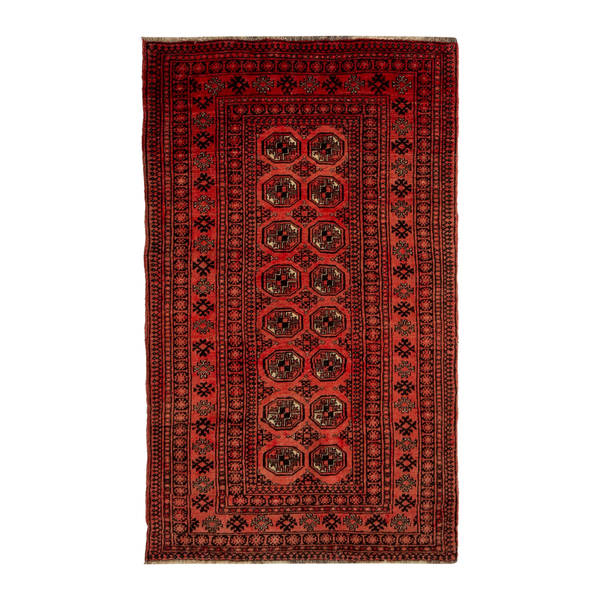 Persian Torkaman accent rug in deep red and rust, 3'5" x 5'10"