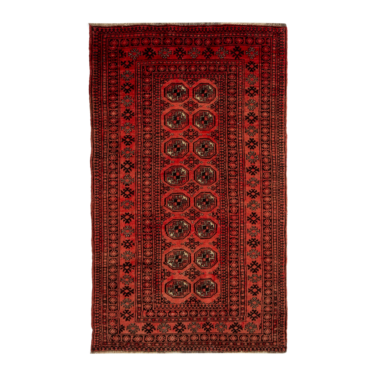Persian Torkaman accent rug in deep red and rust, 3'5" x 5'10"