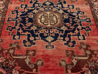 Persian Saveh accent rug in faded red and navy, view 11 of 25
