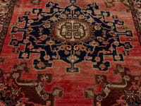 Persian Saveh accent rug in faded red and navy, view 12 of 25