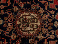 Persian Saveh accent rug in faded red and navy, view 14 of 25