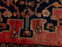 Persian Saveh accent rug in faded red and navy, view 17 of 25