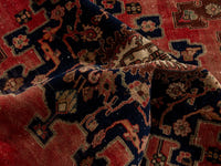 Persian Saveh accent rug in faded red and navy, view 19 of 25