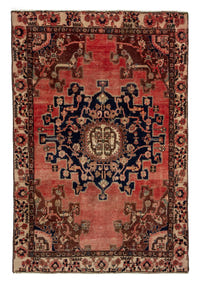 Persian Saveh accent rug in faded red and navy, view 2 of 25