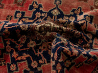 Persian Saveh accent rug in faded red and navy, view 24 of 25