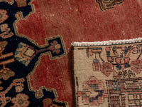 Persian Saveh accent rug in faded red and navy, view 25 of 25