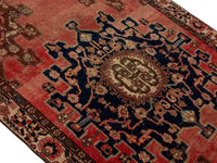 Persian Saveh accent rug in faded red and navy, view 5 of 25