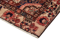 Persian Saveh accent rug in faded red and navy, view 8 of 25