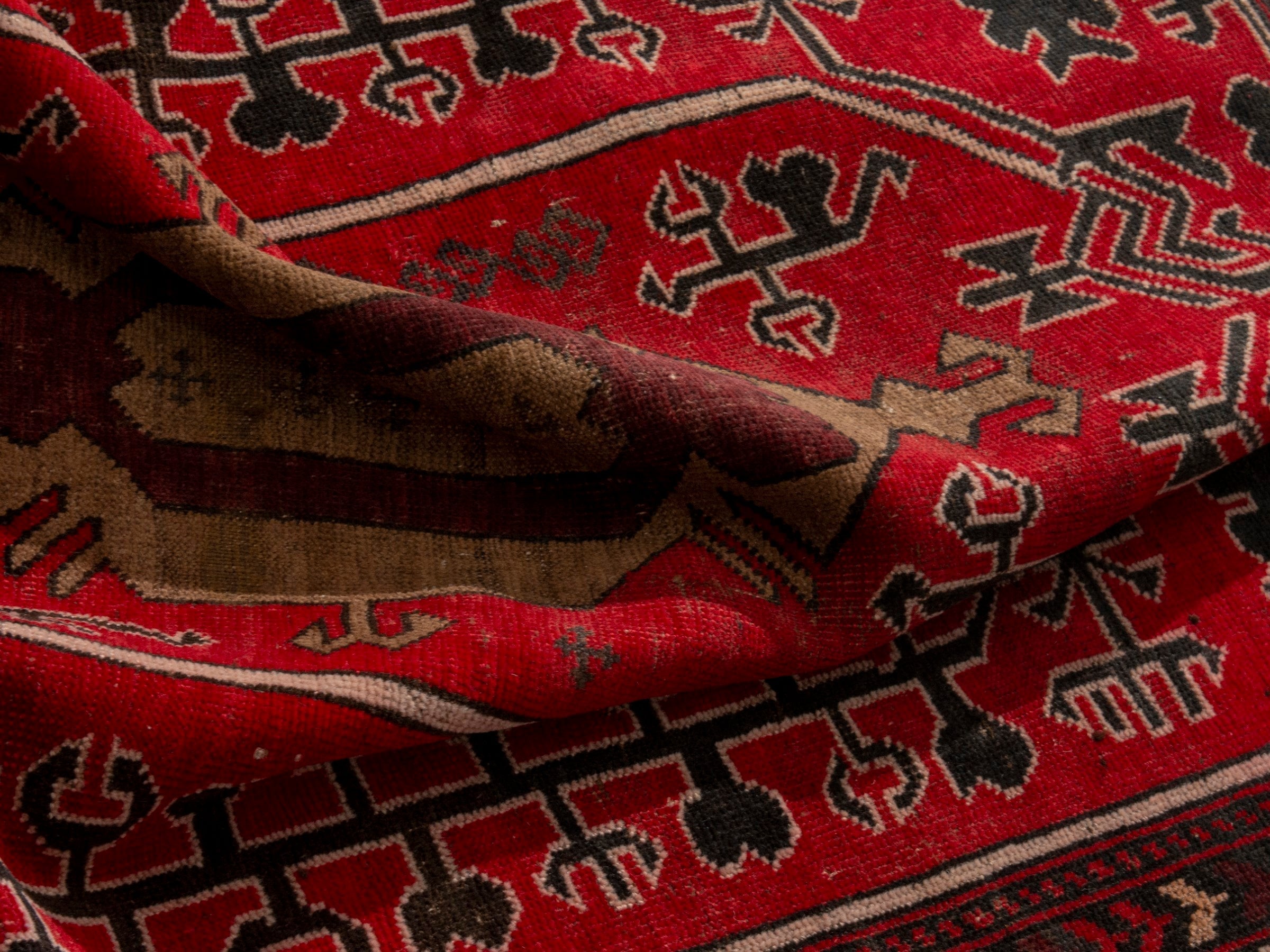 Persian Baluch area rug in deep red and burgundy, view 16 of 19