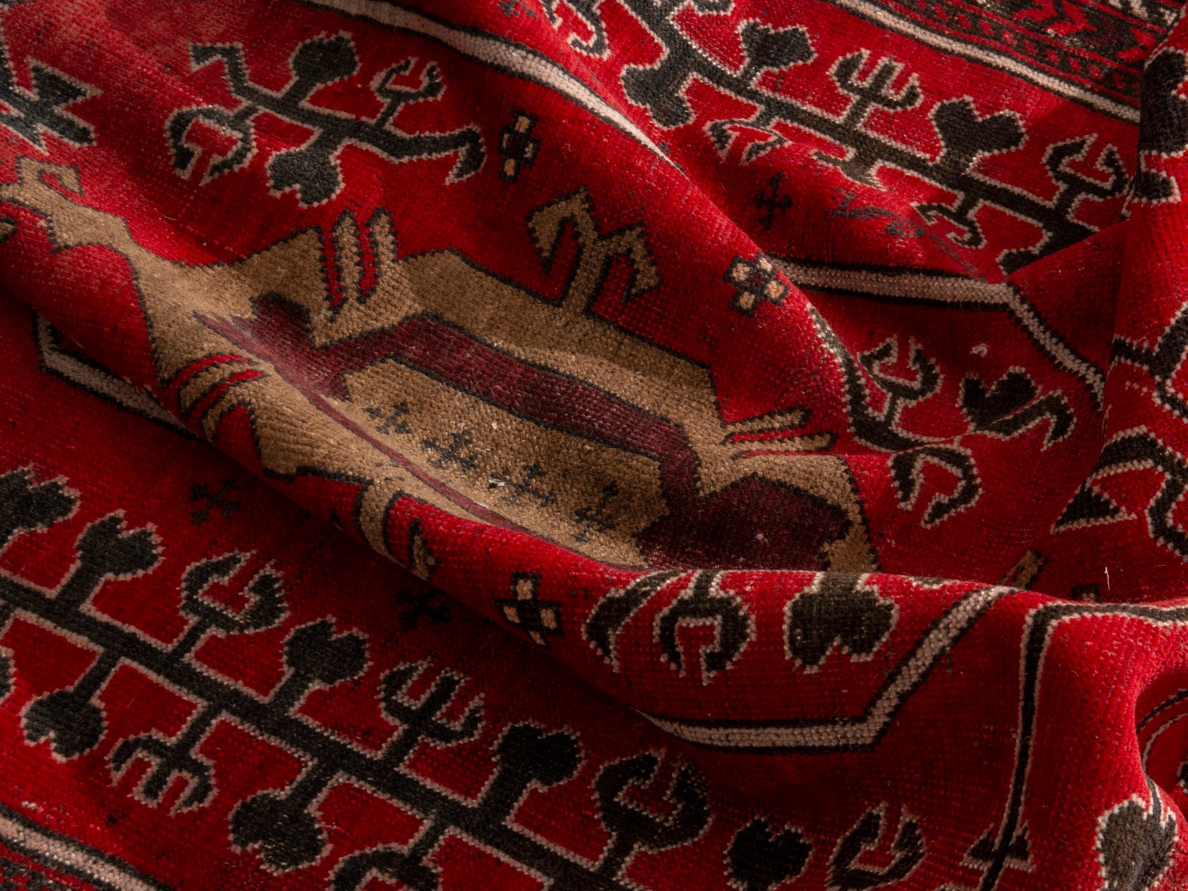 Persian Baluch area rug in deep red and burgundy, view 17 of 19