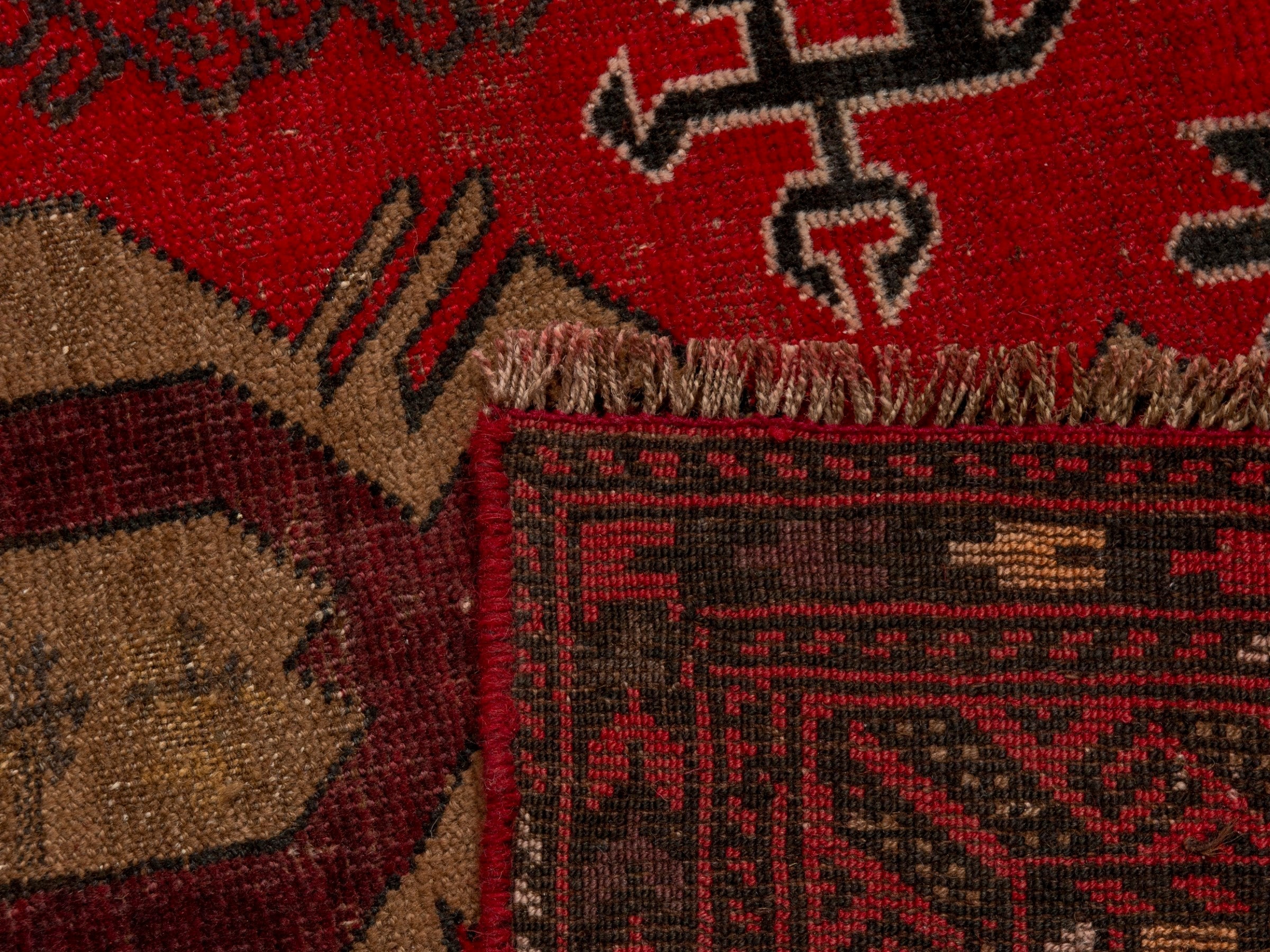 Persian Baluch area rug in deep red and burgundy, view 19 of 19