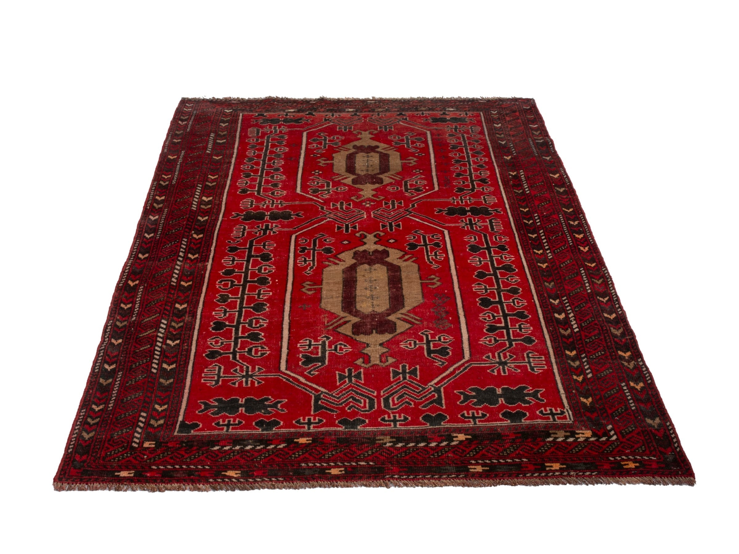 Persian Baluch area rug in deep red and burgundy, view 2 of 19