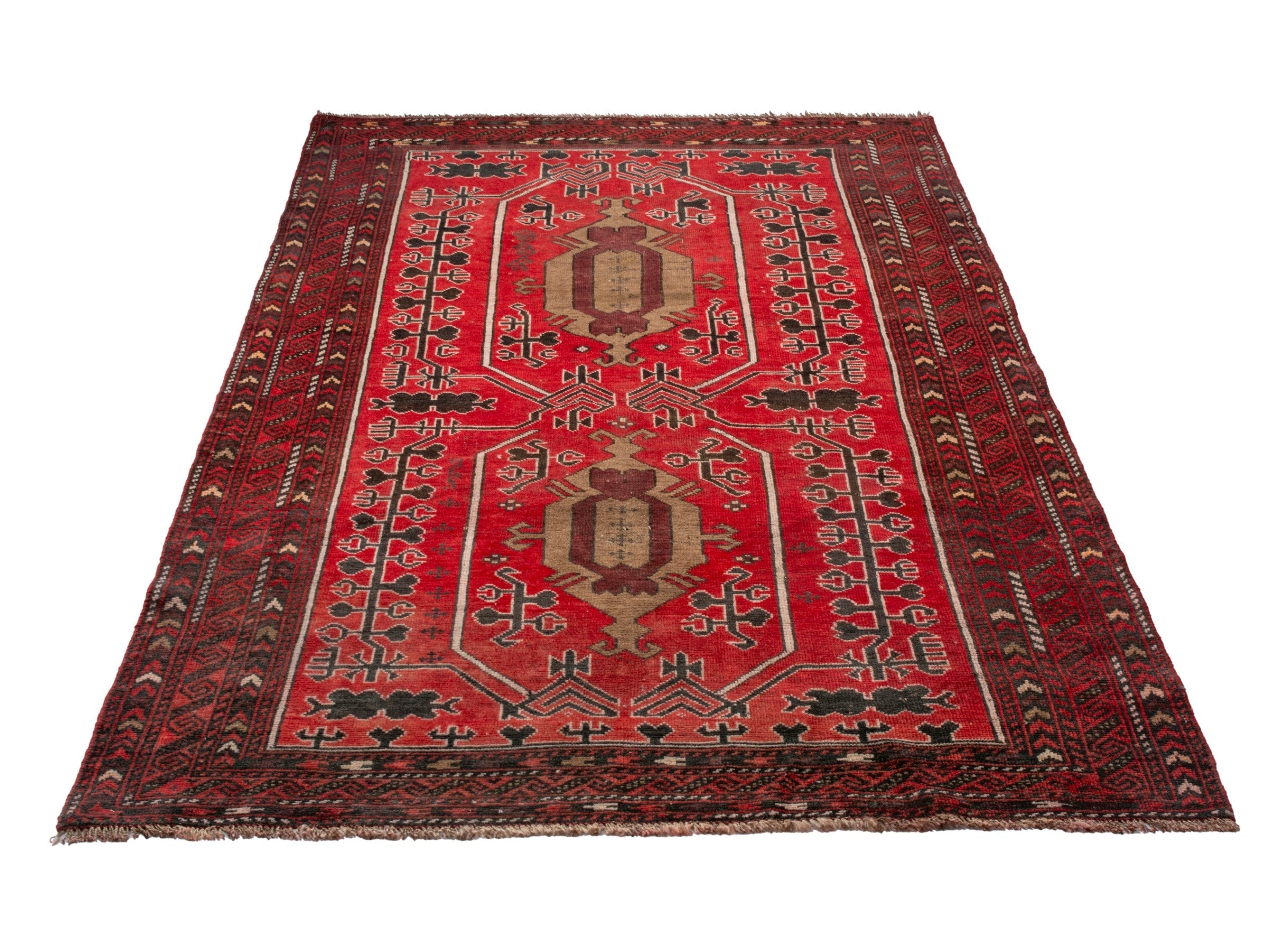 Persian Baluch area rug in deep red and burgundy, view 3 of 19