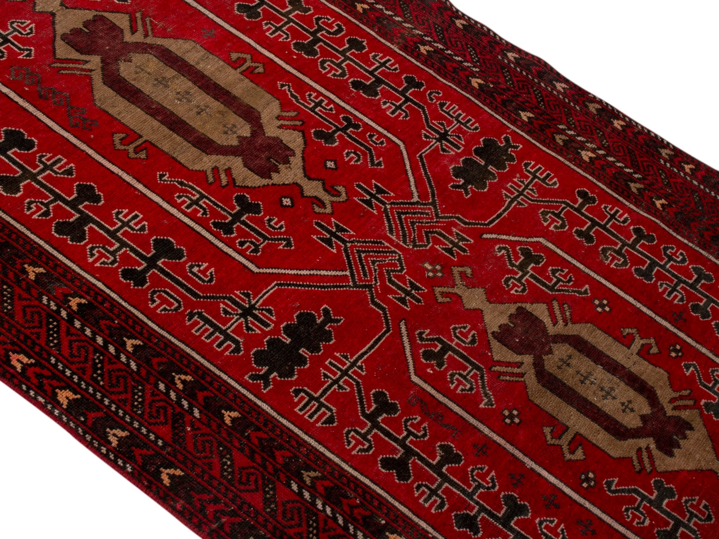 Persian Baluch area rug in deep red and burgundy, view 4 of 19