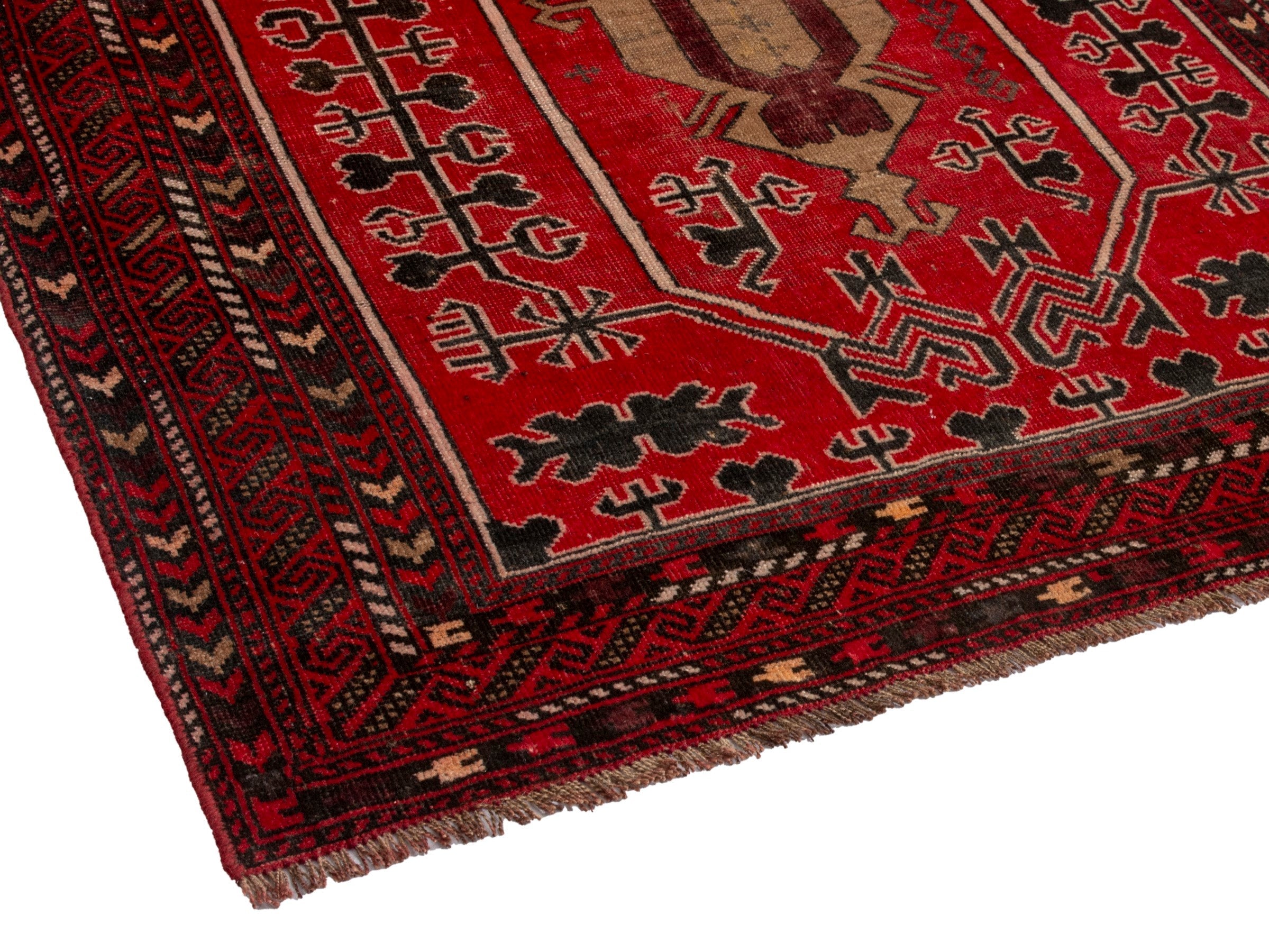 Persian Baluch area rug in deep red and burgundy, view 5 of 19