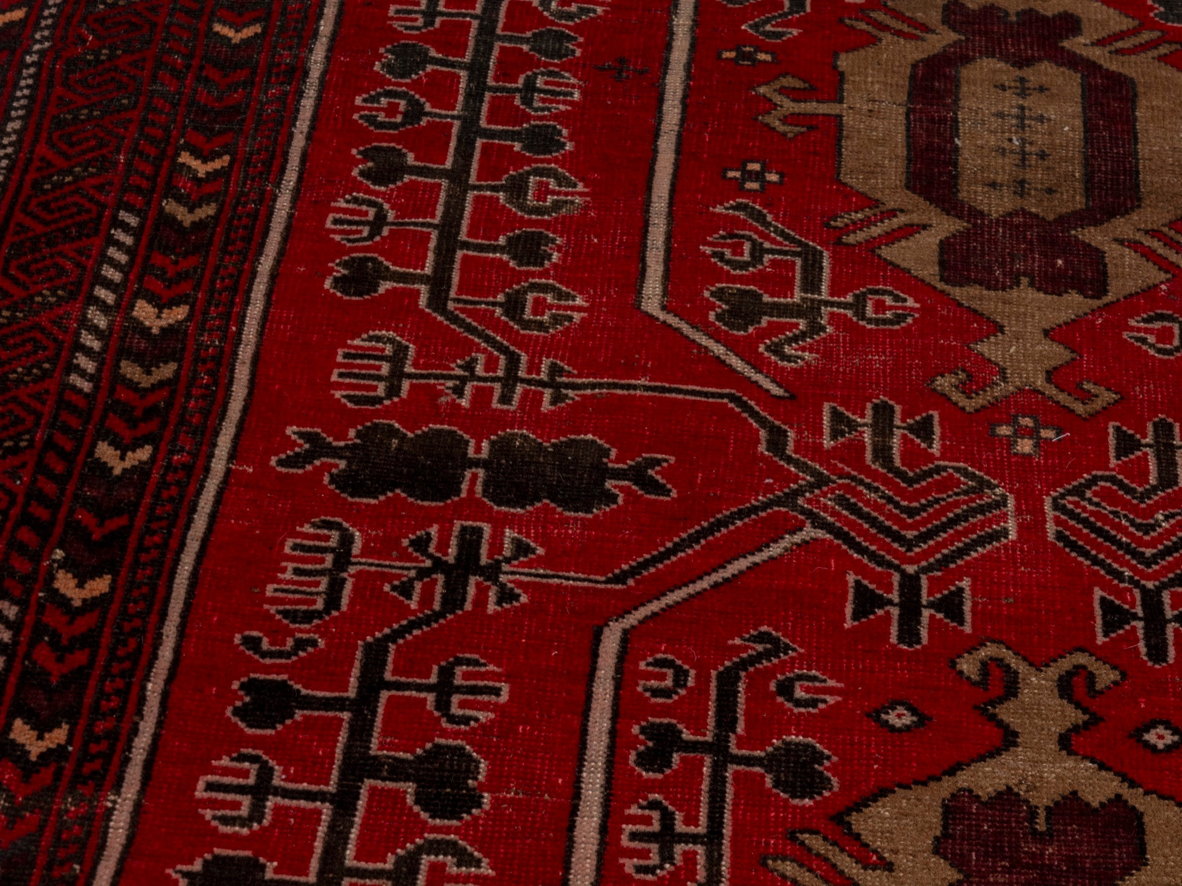 Persian Baluch area rug in deep red and burgundy, view 9 of 19