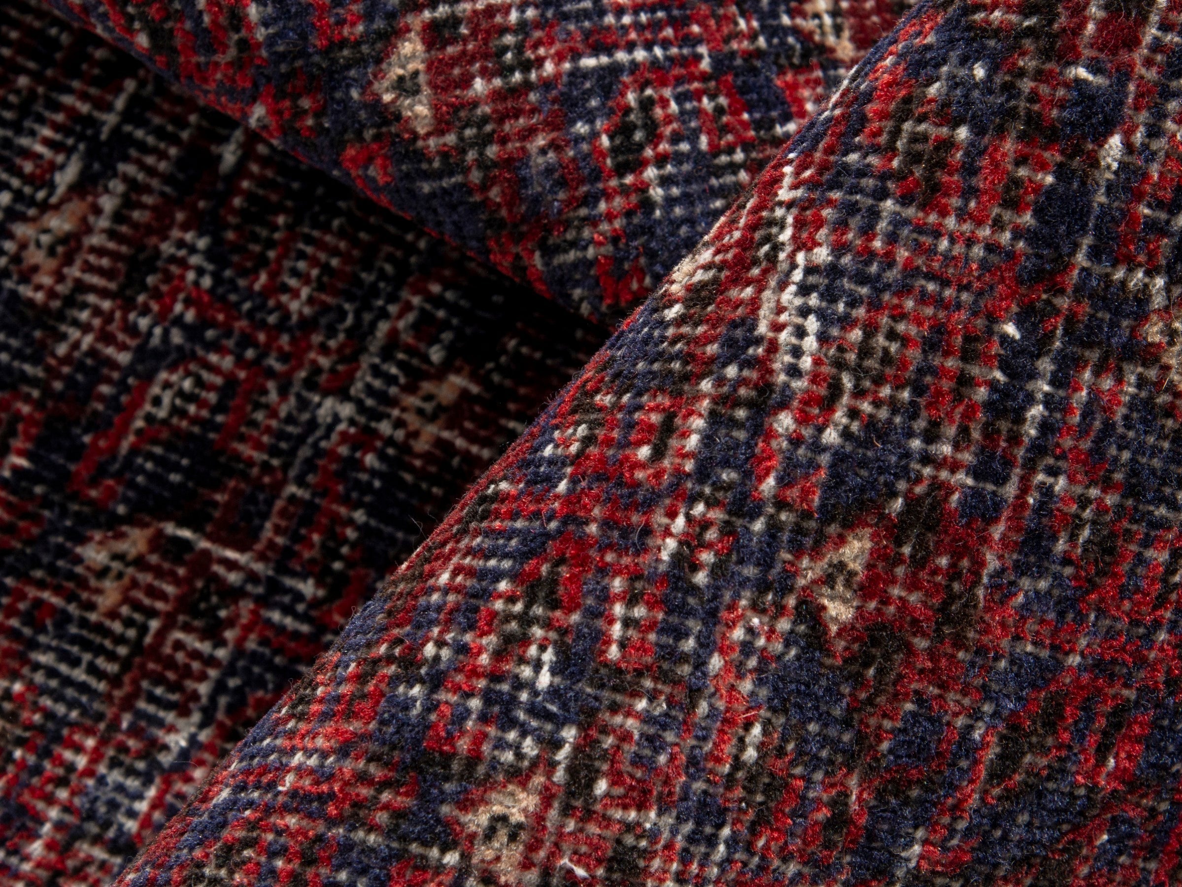 Persian Baluch accent rug in burgundy and faded red, view 14 of 17