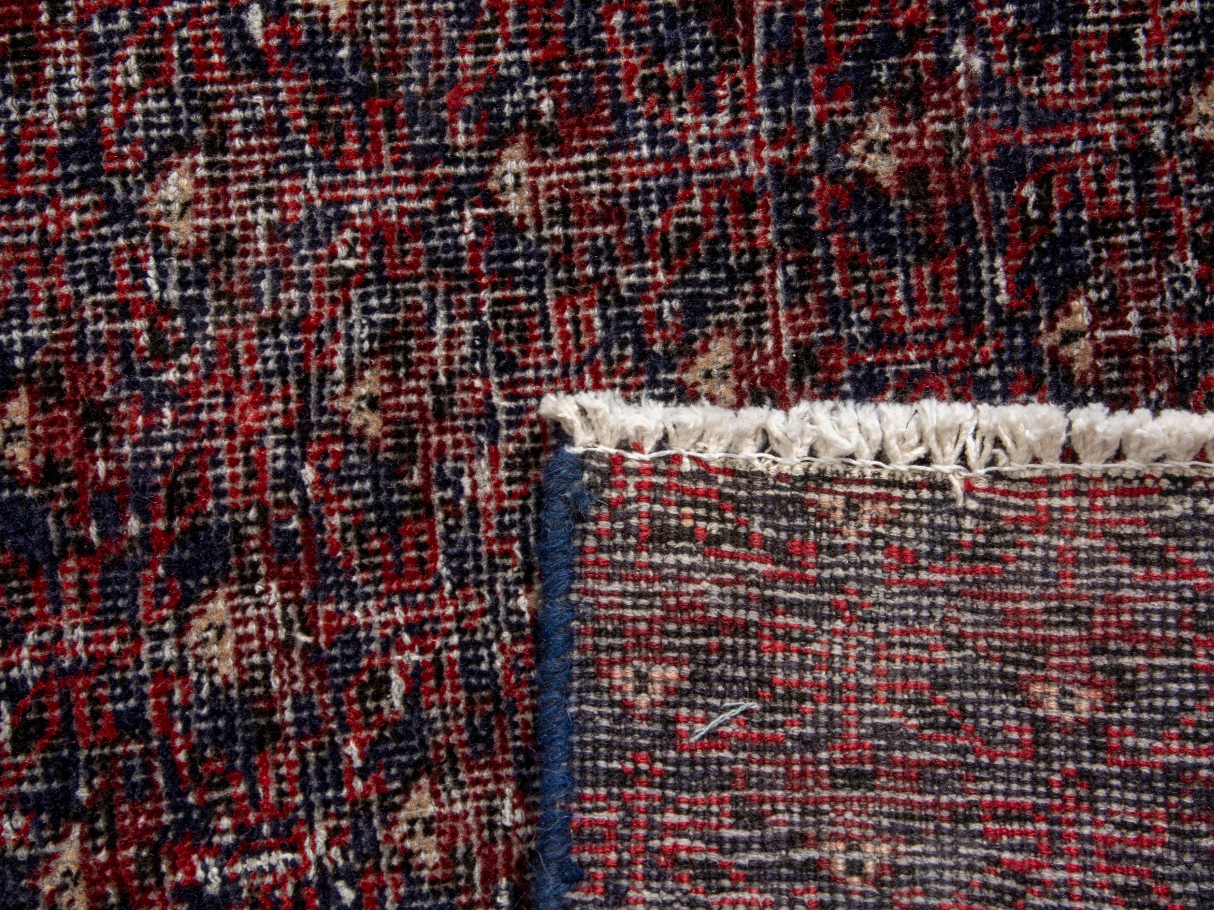 Persian Baluch accent rug in burgundy and faded red, view 17 of 17