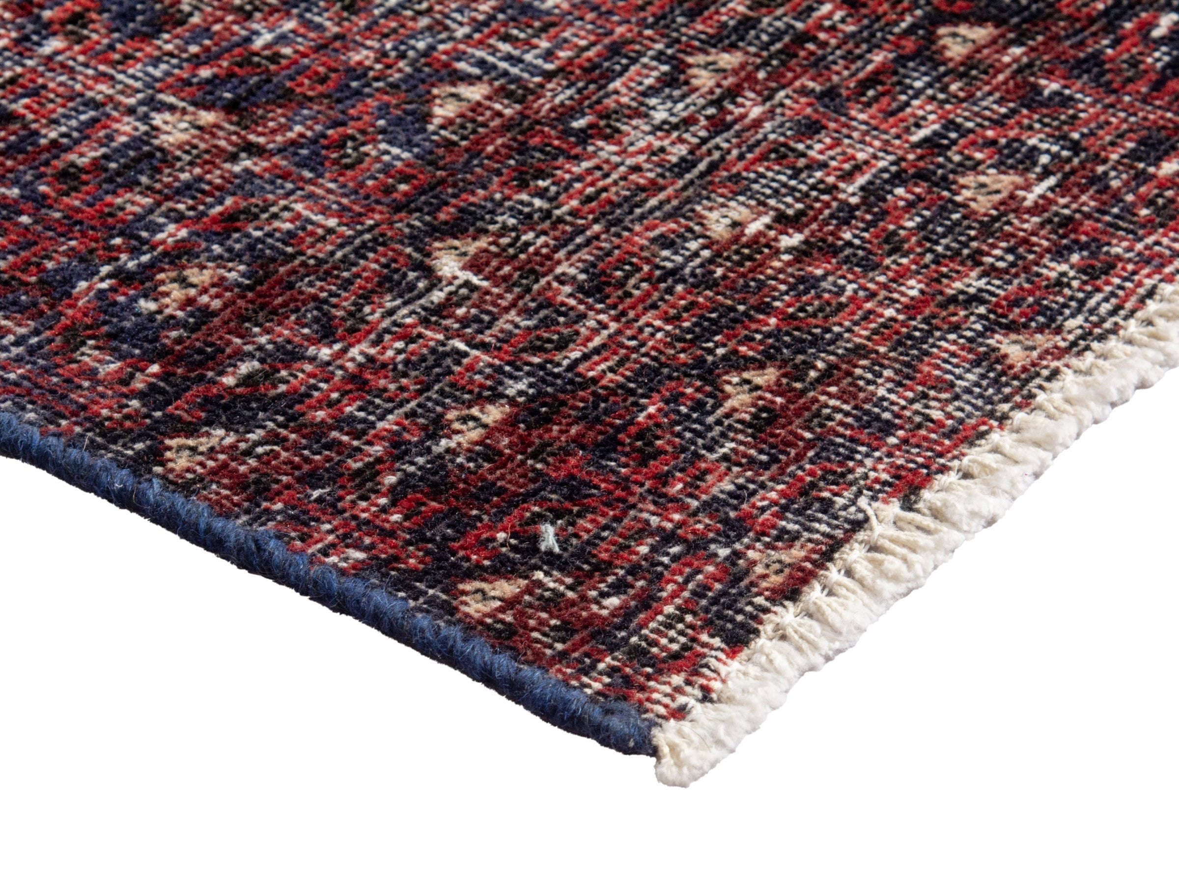 Persian Baluch accent rug in burgundy and faded red, view 5 of 17