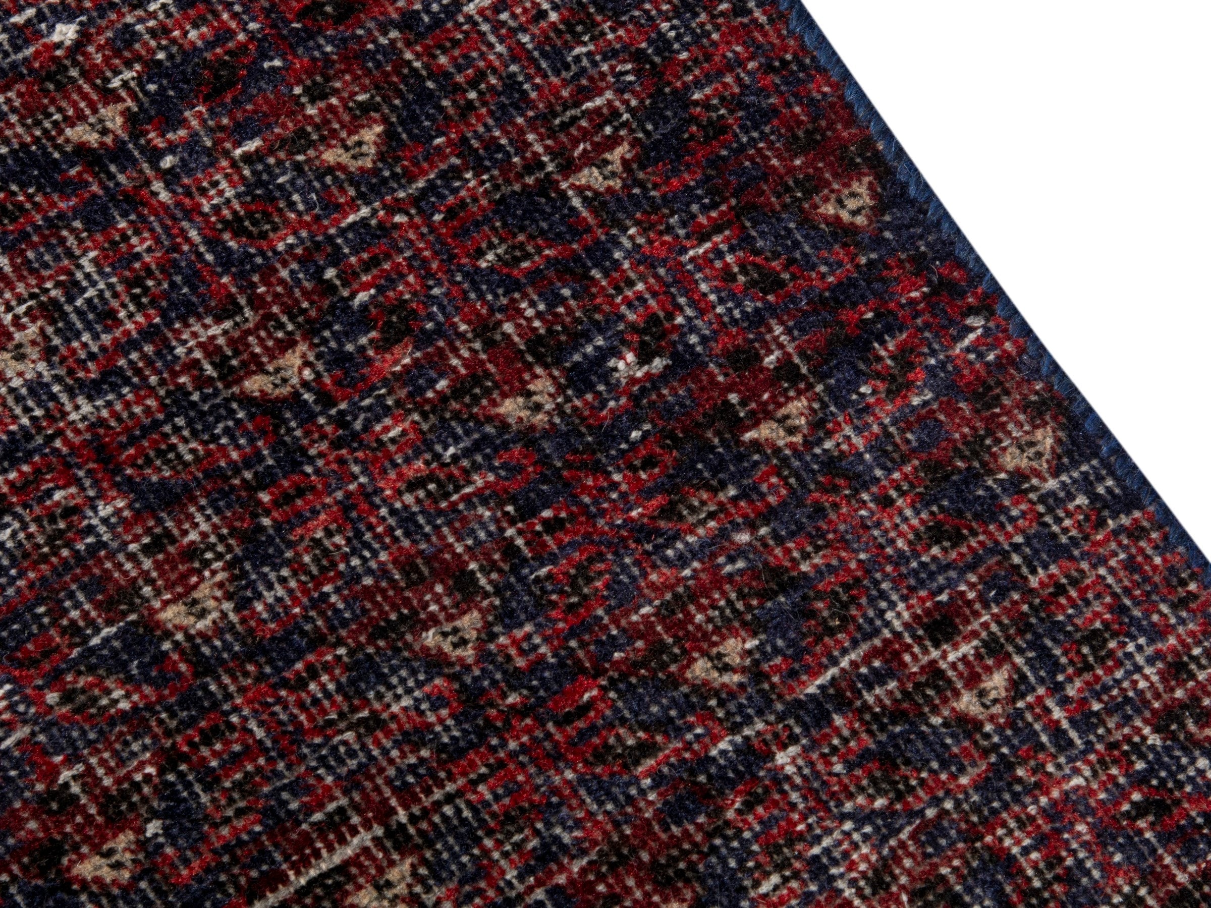 Persian Baluch accent rug in burgundy and faded red, view 9 of 17