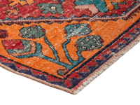 Persian Hamadan accent rug in deep red and burnt orange, view 14 of 19