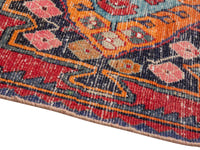 Persian Hamadan accent rug in deep red and burnt orange, view 16 of 19
