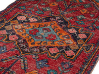Persian Hamadan accent rug in deep red and burnt orange, view 17 of 19