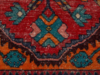 Persian Hamadan accent rug in deep red and burnt orange, view 19 of 19
