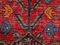 Persian Hamadan accent rug in deep red and burnt orange, view 3 of 19