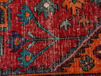 Persian Hamadan accent rug in deep red and burnt orange, view 4 of 19