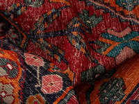 Persian Hamadan accent rug in deep red and burnt orange, view 5 of 19